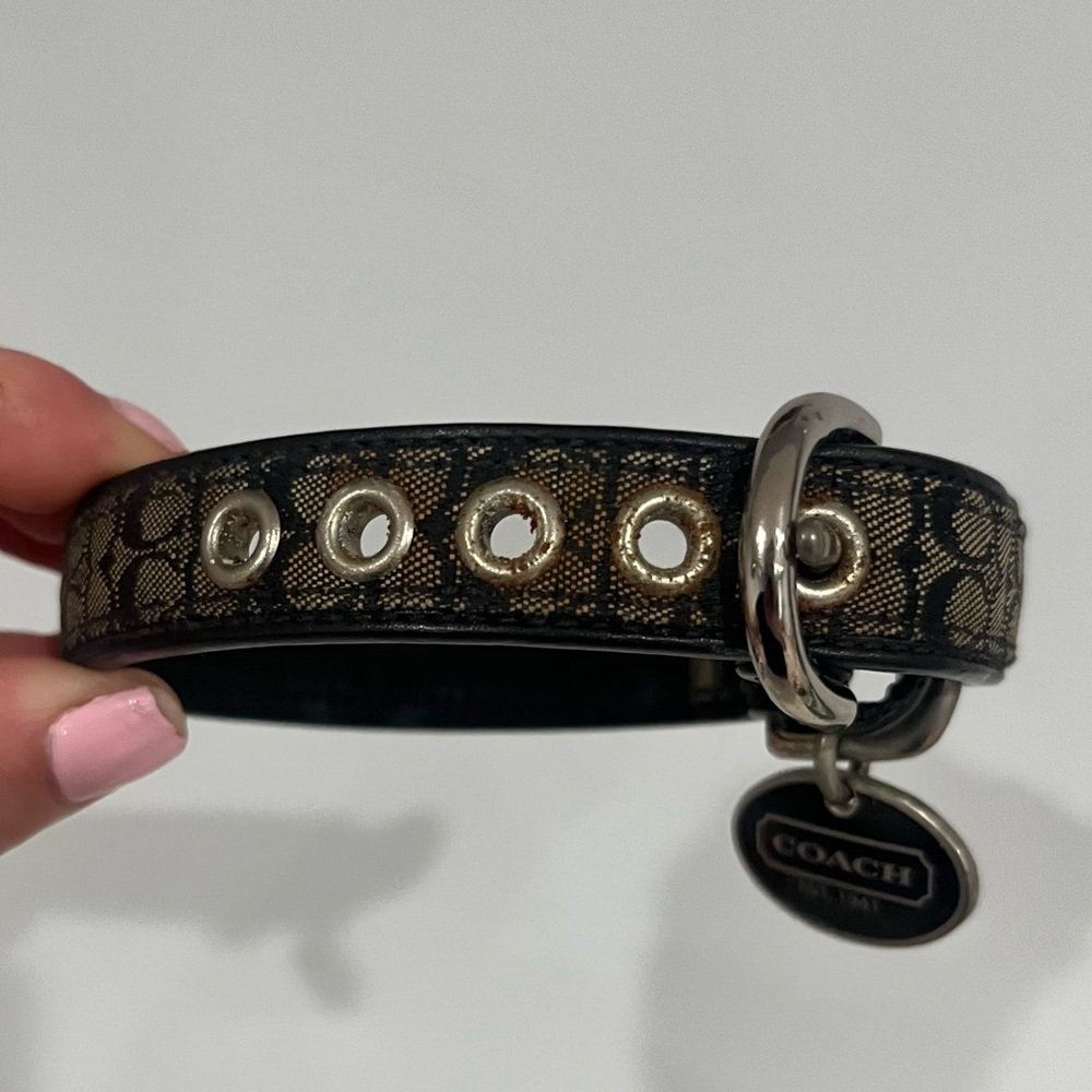 Coach XS Monogram Pet Collar with Enamel Tag Black - Picture 3 of 9